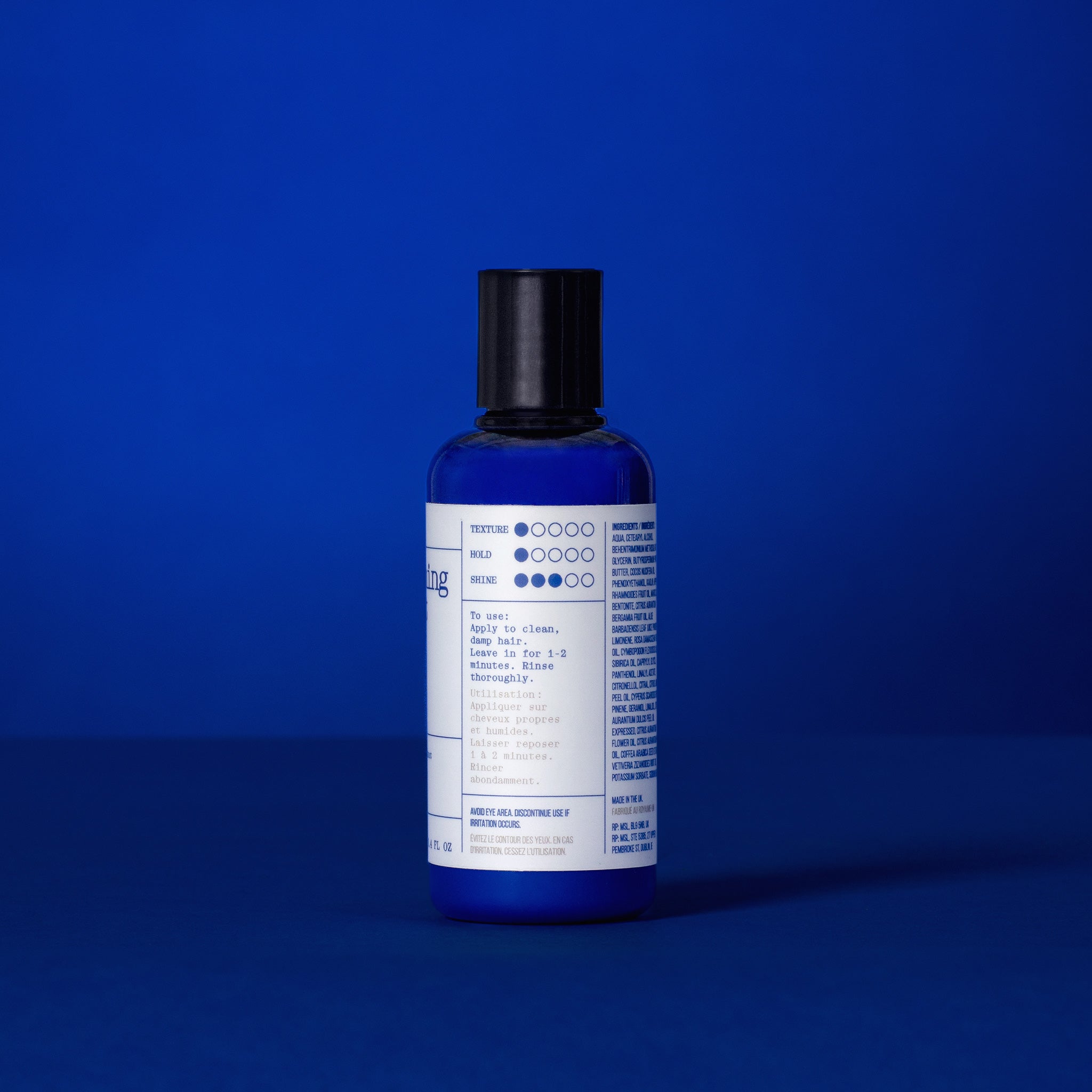 Back label of Anforh Conditioning Treatment, showing texture, hold and shine ratings; and how to use instructions