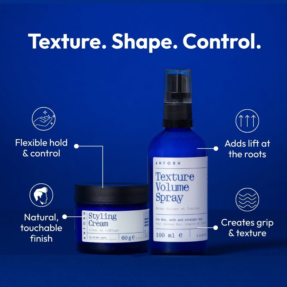 The Prep + Style Routine – Styling Cream and Texture Volume Spray, key benefits